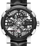 Sky Lab Batman in Stainless Steel and PVD - Limited Edition 75 pcs. on Black Alligator Leather Strap with Skeleton Dial