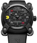 Moon Invader Pac Man Level II Dark Goasts in Black PVD on Black Rubber Strap with Black 3D PAC-MAN Dial