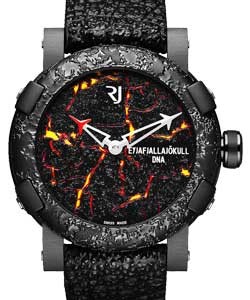 Eyjafjallajokull DNA Burut Lava in Black PVD Coated Steel - Limited Edition to 99 pcs.. on Black Toad Strap with Black Lava Dial