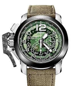 Chronofighter Oversize Target Green in Steel with Ceramic Bezel on Green Canvas Fabric Strap with Green Dial