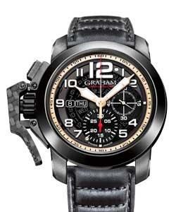 Chronofighter Target 47mm Automatic in Black PVD on Black Leather Strap with Grey Dial