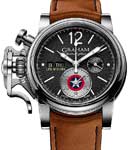 Chronofighter Vintage Captain America 44mm in Steel On Brown Calfskin Leather Strap with Black Dial