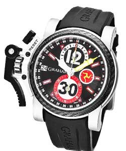 Chronofighter Oversize in Titanium with Ceramic Bezel on Black Rubber Strap with Black Dial