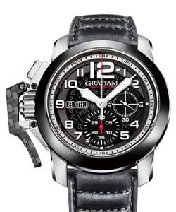Chronofighter Oversize Target 47mm Automatic in Steel On Black Leather Strap with Gray Dial