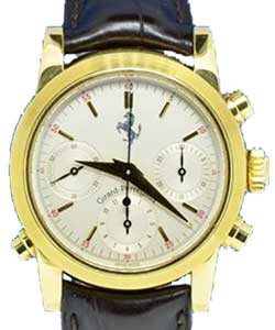 Ferrari Chronograph in Yellow Gold on Brown Crocodile Leather Strap with Silver Dial