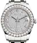 Perpertual Pearlmaster 39mm in White Gold with Diamond Bezel on Bracelet with Paved Roman Diamond Dial