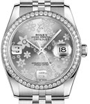Datejust 36mm Diamond Bezel on Jubilee Bracelet with Silver Floral Dial