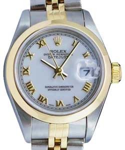 Ladys Datejust 26mm in 2-Tone with Domed Bezel on 2-Tone Jubilee Bracelet with White Roman Dial