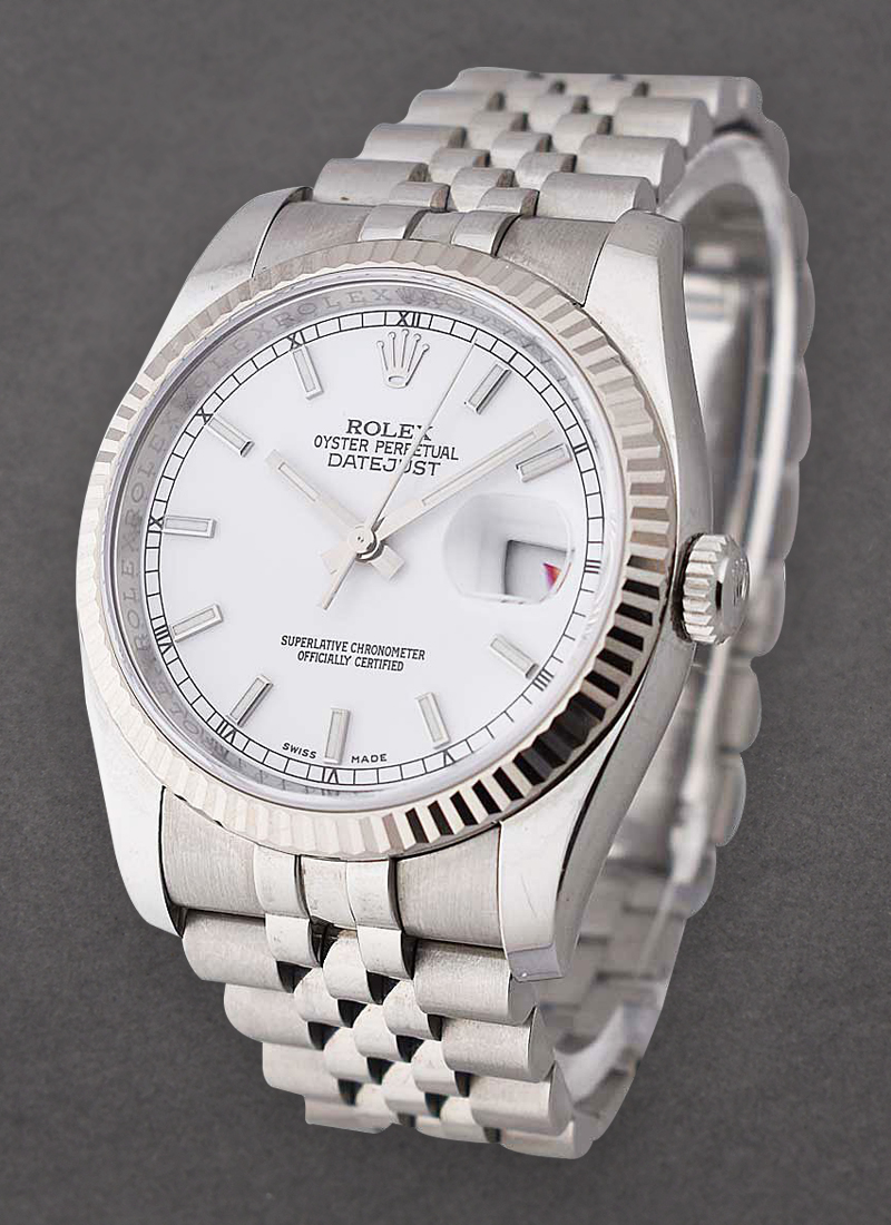 Pre-Owned Rolex Datejust 36mm with White Gold Fluted Bezel