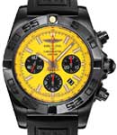 Chronomat 44 in Black Steel on Black with Yellow Twin Pro Rubber Strap with Yellow Dial - Black Subdials