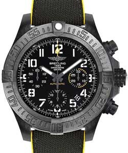 Avenger Hurricane Chronograph 45mm in Black Polymer on Anthracite Miltary Fabric Having Yellow Rubber Backing Strap with Volcano Black Dial