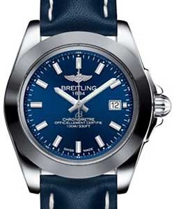 Galactic Sleek Edition in Steel on Blue Calfskin Leather Strap with Blue Dial
