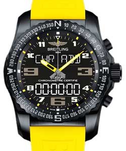 Cockpit B50 46mm in Black Titanium on Yellow Twin Pro Rubber Strap with Black Dial
