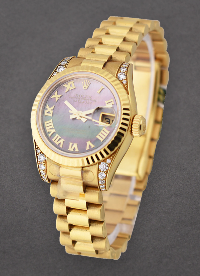 Rolex Unworn President 26mm in Yellow Gold with Fluted Bezel with Diamond Lugs