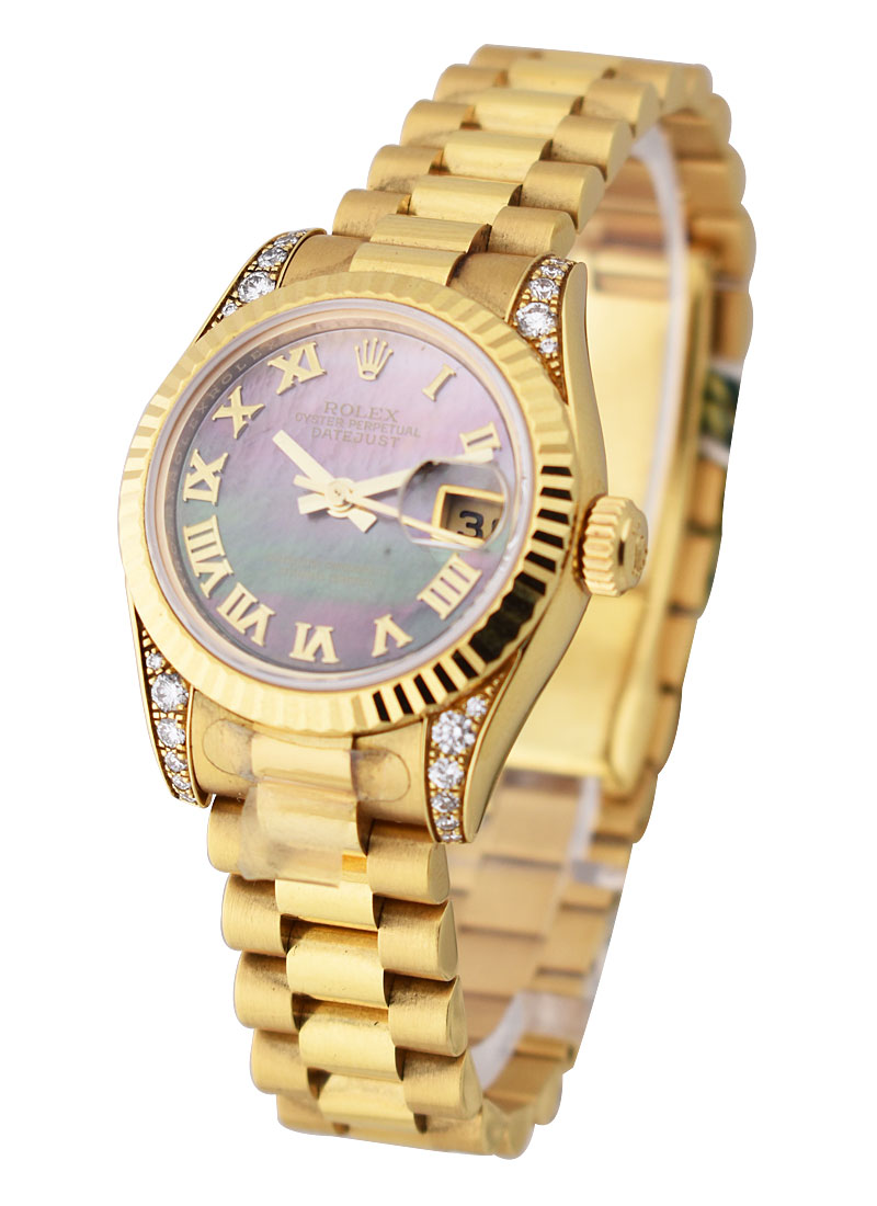 Rolex Unworn President 26mm in Yellow Gold with Fluted Bezel with Diamond Lugs