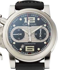 Chronofighter R.A.C - Black Speed in Steel on Black Calfskin Leather Strap with Black Dial