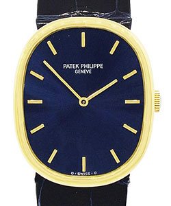 Ellipse 3848J in Yellow Gold on Blue Alligator Leather Strap with Blue Dial