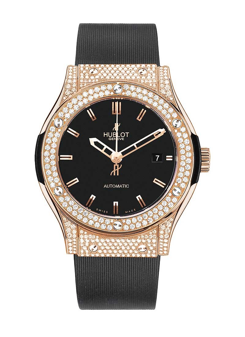 Hublot Classic Fusion 45mm Autoamtic in Rose Gold with Diamond Bezel and Lugs