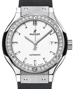 Classic Fusion 33mm in Titanium with Diamond Bezel on Black Rubber Strap with White Dial