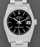 Mid Size Datejust 31mm in Steel with Domed Bezel on Oyster Bracelet with Black Stick Dial