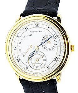 Audemars Two Time Zone in Yellow Gold  on Black Crocodile Leather Strap with White Dial