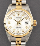 Datejust in Steel with Yellow Gold Fluted Bezel on Bracelet with Silver Jubilee Diamond Dial