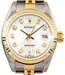 Datejust in Steel with Yellow Gold Fluted Bezel on Bracelet with Silver Jubilee Diamond Dial