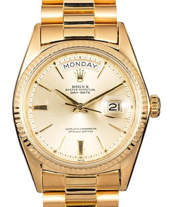 Vintage President Day Date Ref 1803 on Yellow Gold President Bracelet with Champagne Stick Dial