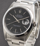 Datejust 36mm in Steel with Domed Bezel on Oyster Bracelet with Black Stick Dial