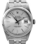 Datejust 36mm in Steel with White Gold Fluted Bezel on Jubilee Bracelet with Silver Tapestry Stick Dial