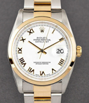 Datejust 36mm 2-Tone Men's on Oyster Bracelet with White Roman Dial