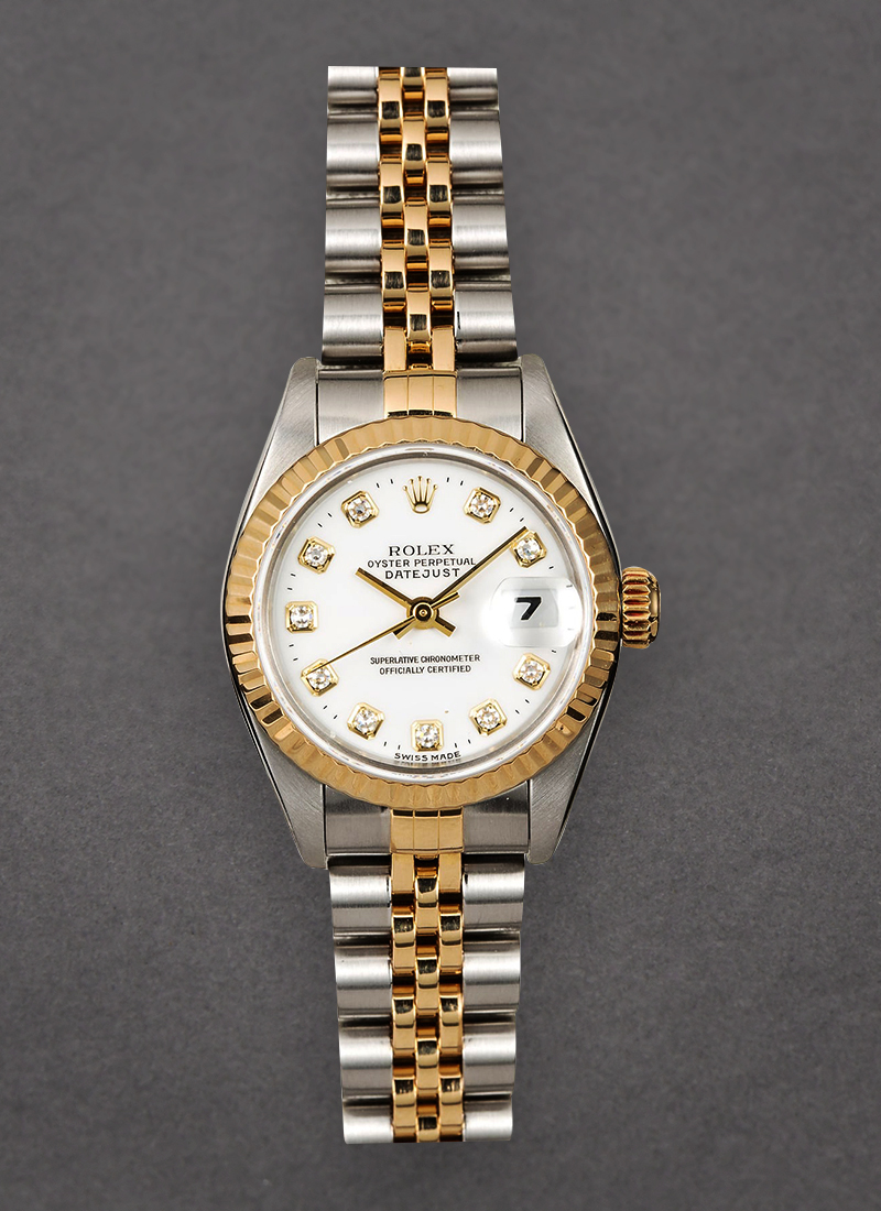 Pre-Owned Rolex Datejust 26mm Ladys in Steel with Yellow Gold Fluted Bezel