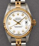 Datejust 26mm Ladys in Steel with Yellow Gold Fluted Bezel on Jubilee Bracelet with White Diamond Dial