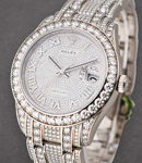 Masterpiece Special Edition with White Gold 32 Diamond Bezel on Pearlmaster Pave Diamond Bracelet with Pave Roman Diamond Dial