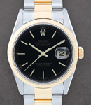 Datejust 2-Tone 36mm Men's on Oyster Bracelet with Black Stick Dial