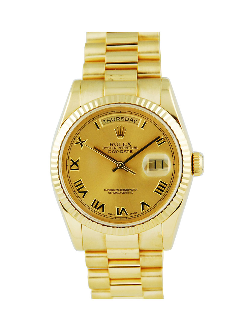 Pre-Owned Rolex Day Date - 36mm - Yellow Gold - Fluted Bezel