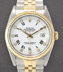 Datejust 36mm 2-Tone Ref 16233 on Jubilee Bracelet with White Roman and Diamond Dial