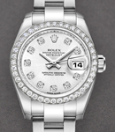 Datejust 26mm in Steel and White Gold with Diamond Bezel on Steel Oyster Bracelet with Silver Diamond Dial