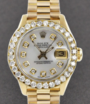 Datejust Ladies President in Yellow Gold with Diamond Bezel on President Bracelet with White MOP Diamond Dial