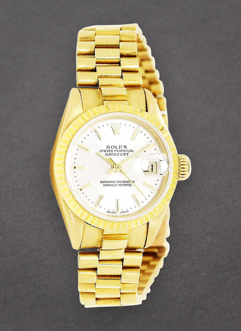 Pre-Owned Rolex Datejust Ladies President in Yellow Gold with Fluted Bezel