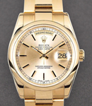 Day Date President 36mm in Yellow Gold  on Oyster Bracelet with Champagne Index Dial