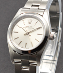 Oyster Perpetual No Date Lady's with Steel Smooth Bezel on Oyster Bracelet with Silver Index Dial