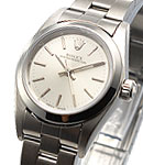 Oyster Perpetual No Date Lady's with Steel Smooth Bezel on Oyster Bracelet with Silver Index Dial