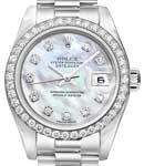 President 26mm in Platinum with Diamond Bezel on Platinum President Bracelet with Mother of Pearl Diamond Dial