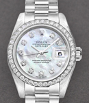 President 26mm in Platinum with Diamond Bezel on Platinum President Bracelet with Mother of Pearl Diamond Dial