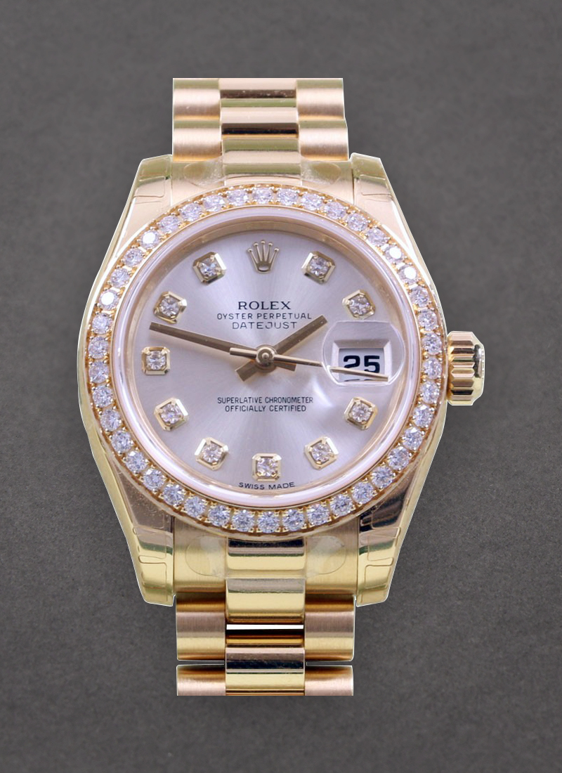 Pre-Owned Rolex Datejust Ladies President in Yellow Gold with Diamond Bezel