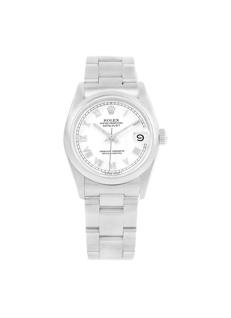 Pre-Owned Rolex Datejust in Steel with White Gold Smooth Bezel