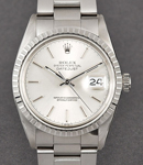 Datejust 36mm in Steel with White Gold Engine Turned Bezel on Oyster Bracelet with Silver Index Dial