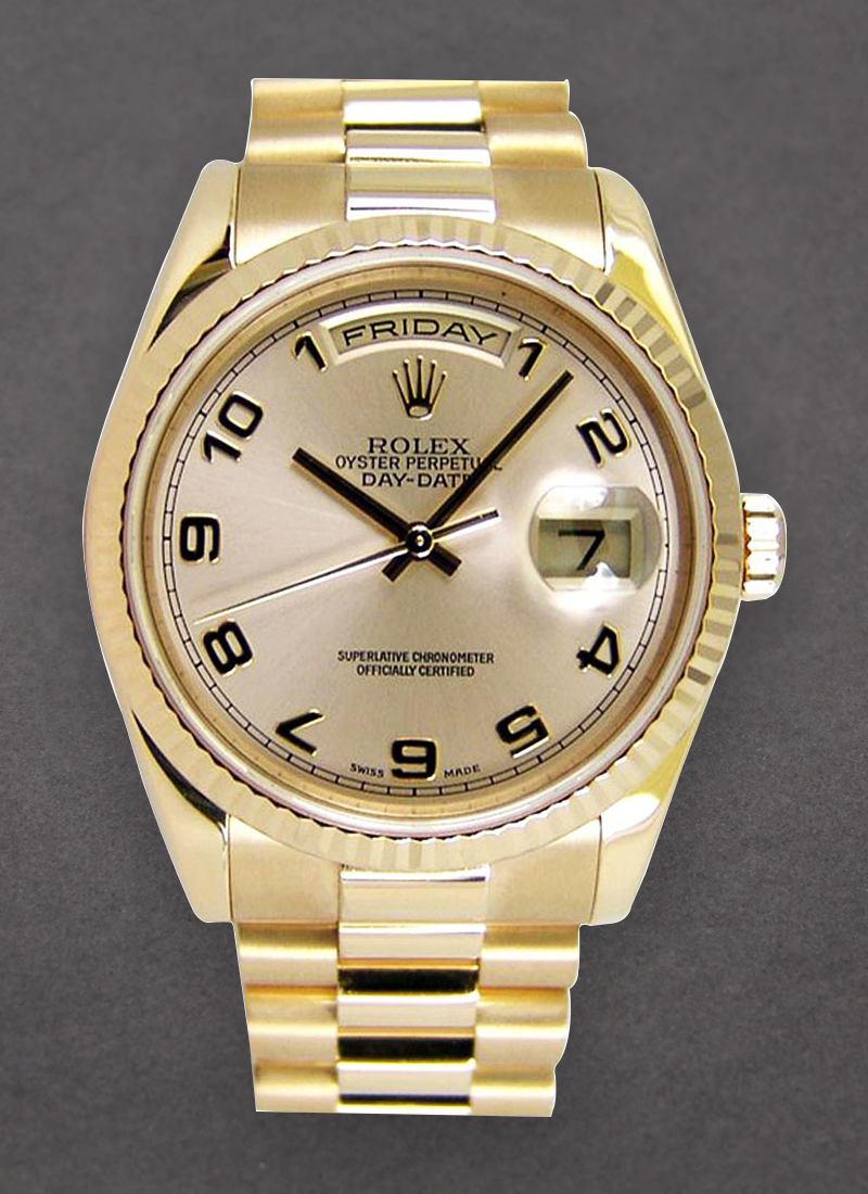 Pre-Owned Rolex Presidential New Style 36mm in Yellow Gold with Fluted Bezel