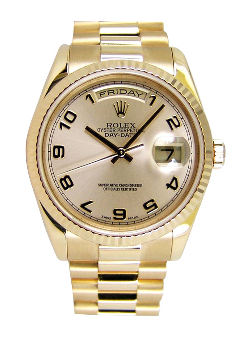 Pre-Owned Rolex Presidential New Style 36mm in Yellow Gold with Fluted Bezel